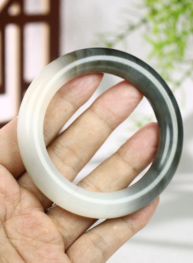 古晨和田玉半烟紫手镯玉镯