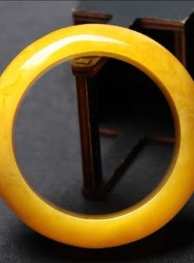 天然原矿真品鸡油黄蜜蜡手镯琥珀蓝珀老蜜蜡手镯子送礼佳品