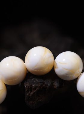 【附国检证书】天然原矿骨瓷白蜜蜡单圈手串108颗男女士手链正品