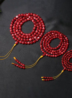 精选中东贵族红蜜蜡108颗男女款多圈佛珠手链琥珀项链念珠天然