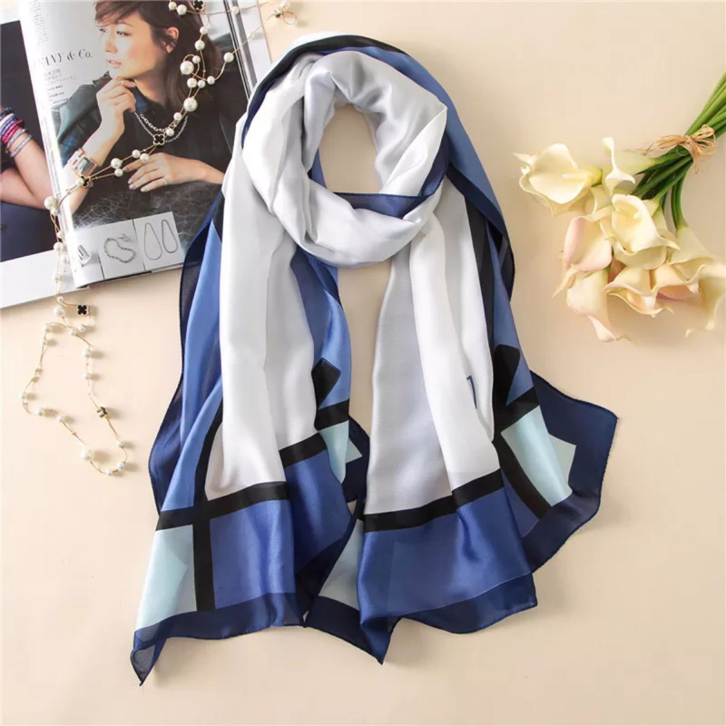 乐活家的丝巾春夏新款蝴蝶结印花围巾时尚韩国雪纺披肩优雅大气开车防晒丝巾0