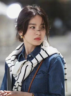乔妹黑白条纹披肩针织搭肩假领子