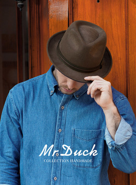mrduck手工制纯羊毛秋冬爵士礼帽