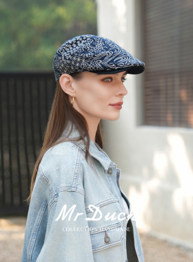 mrduck经典老钱风时尚染蓝鸭舌帽