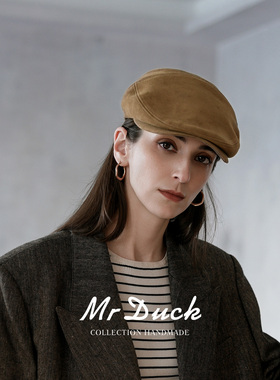 mrduck进口奢品级小羊皮鸭舌帽女