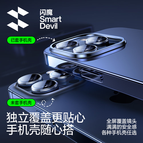 闪魔适用苹果15/16Pro镜头膜iPhone15Promax手机镜头钢化膜15新款后摄像头16相机高清max保护plus后镜头圈Por - 图3