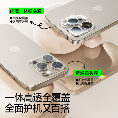 闪魔适用苹果17/16Promax镜头膜iPhone15Pro手机镜头膜14PM后摄像头钢化13/12全覆盖16E新款11相机圈贴Air盖 - 图0