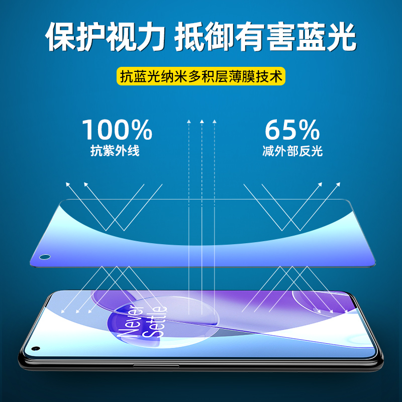 闪魔适用一加8t钢化膜6蓝光7t Pro水凝6t防爆1加7pro/1+6T磨砂抗指纹oneplus手机玻璃高清贴膜六全屏七八por-图3