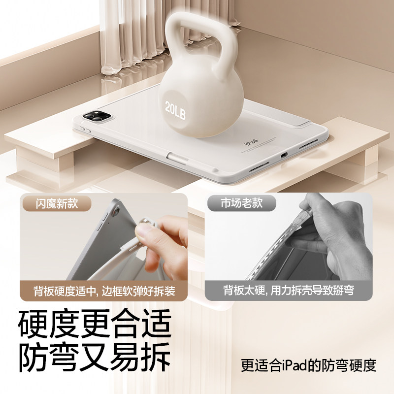闪魔适用iPadair6保护壳套2024新款Pro11平板超薄9防弯5摔4mini7透明6磨砂8代磨砂10.2笔槽13苹果8电脑9.7寸