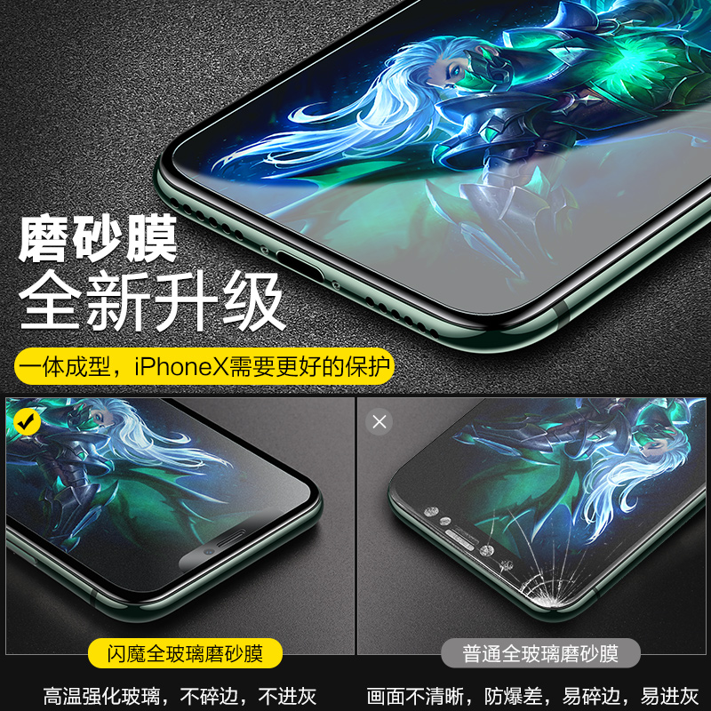 iPhoneXsMax钢化膜苹果11proMax非全屏XR磨砂6/7/8plus玻璃11pro - 图1