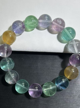 天然彩绿萤石手串彩萤石绿萤石手链diy百搭串珠宝男女一物一拍