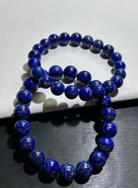 青金石手串青蓝色手串玉石青金手链少白青金男女单圈一物一拍