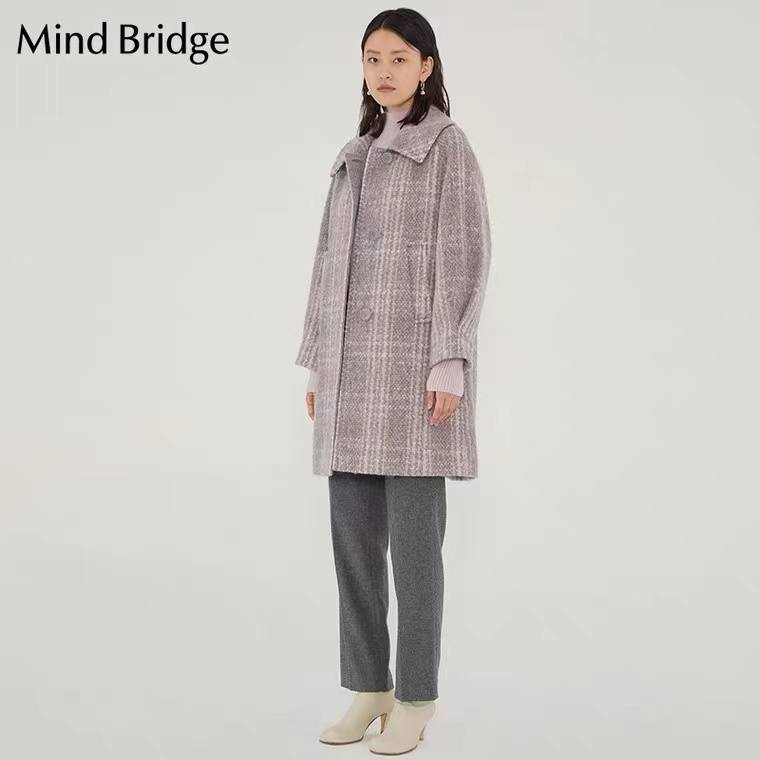 Mind Bridge冬季新款女式毛呢格子外套少量MVCA723K-2980-图1