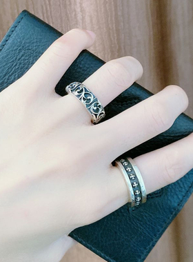 欧美风藤蔓图腾纯银戒指