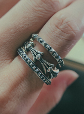 潮牌鱼骨戒指蛇骨指环ROCKHEARTS