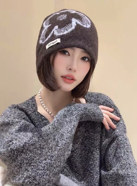 ROUIIEFAO毛线帽花朵装饰多色