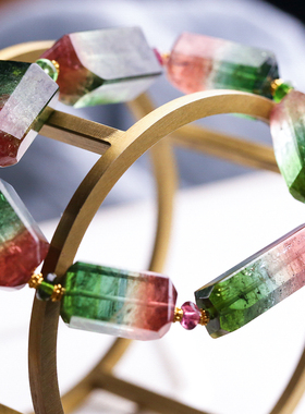 遇见极光方糖天然碧玺手串