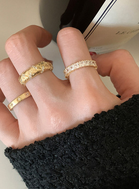 中古vintage方形锆石开口戒指女小众网红风指环ins小众高级感手饰