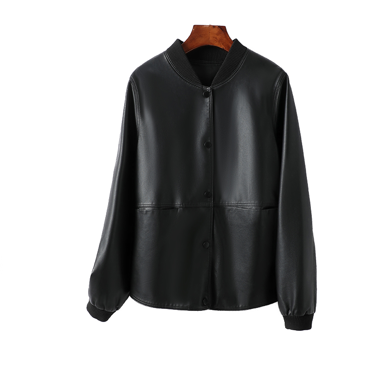 皮夹克女短款棒球服领休闲黑色外套绵羊皮2025新款海宁真皮女皮衣,淘宝优惠券,粉丝福利购,淘宝优惠卷