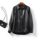 Korean style regular style leather jacket for women spring black plus size
