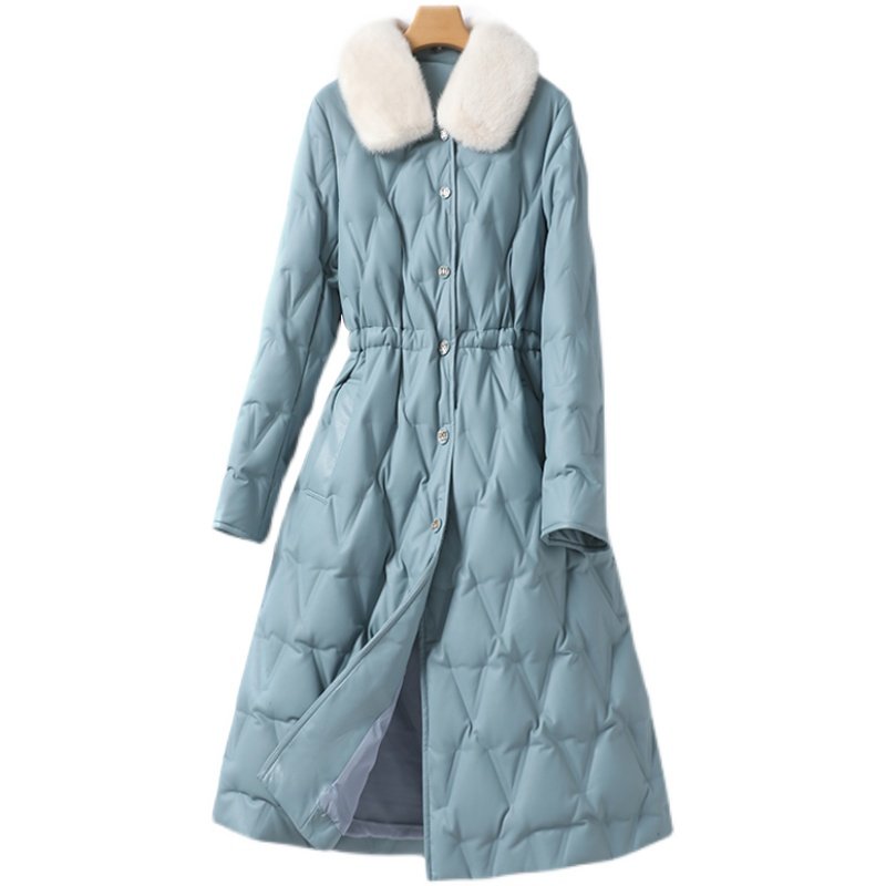 皮衣女真皮外套中长款系带收腰气质水貂毛领2025年新款海宁绵羊皮,淘宝优惠券,粉丝福利购,淘宝优惠卷