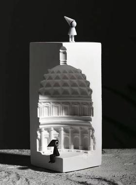 万神殿穹顶罗马建筑雕塑ins无火香薰石膏扩香石家居软装饰品摆件