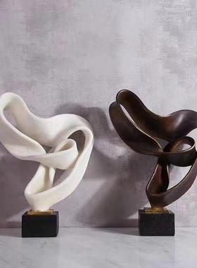 简约现代树脂抽象飘带雕塑酒店客厅玄关样板房高档装饰工艺品摆件