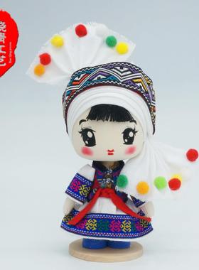 晓青工艺17cm白族娃娃 手工木制民族娃娃人偶 教具云南特色礼品