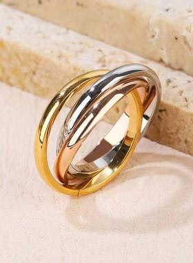 高级轻奢时尚三环戒指小众设计感