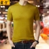 Liyuan Street Men Green Men Màu rắn Thời trang Hàng dệt kim hoang dã Kinh doanh Casual Áo len trung niên Áo len mỏng - Áo len