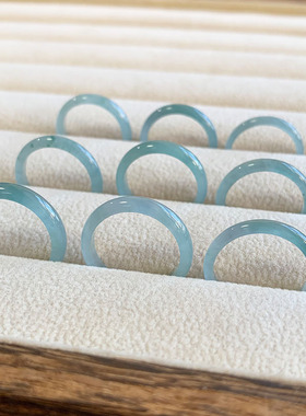 天然翡翠A货冰种蓝水玉戒指