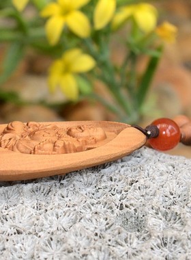 天然印度老山檀香弥勒佛念珠吊坠