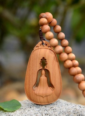 天然印度老山檀香无相佛念珠吊坠