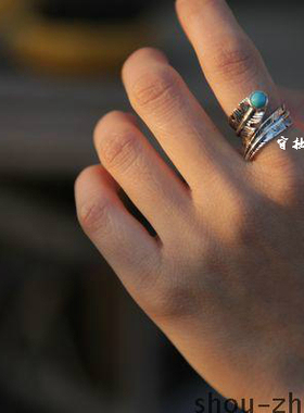 情侣通用版羽毛开口戒指