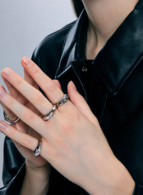 Tavern甜酷欧美风铜镀白金戒指