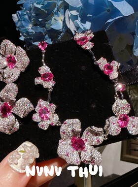 珠宝鸢尾花胭脂红宝石项链重磅