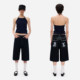 American Retro Hot Girl ສີຟ້າເຂັ້ມຂາຊື່ Jeans 7 ຈຸດ