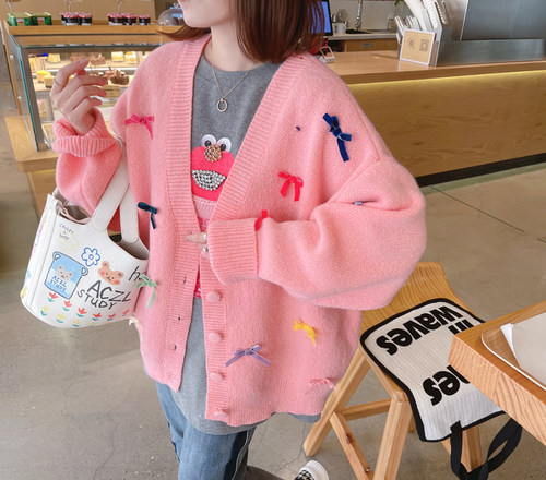 兔美善韩国代购女装 春季新品 搞怪粉红色小怪兽可爱减龄T恤 - 图0