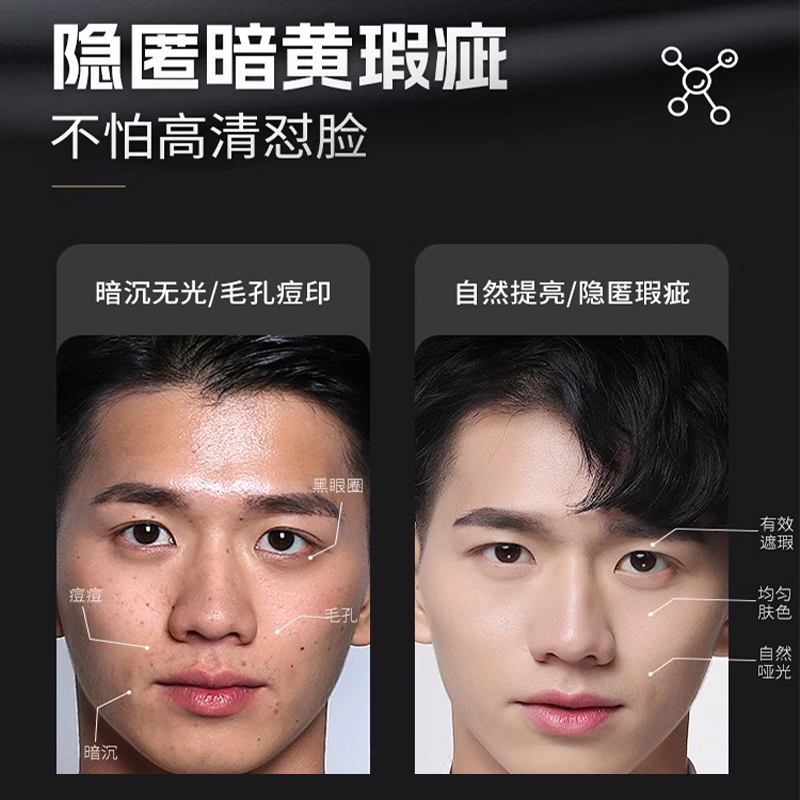 男士素颜霜BB霜遮盖痘印遮瑕膏粉底液修颜男士专用遮瑕化妆品专用 - 图0
