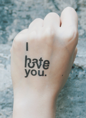 NEUF弗字母纹身贴 《爱恨交织》i hate love you