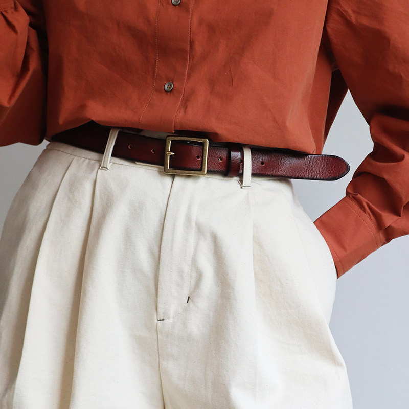 手工复古女士铜扣方头牛仔裤百搭皮带女夏头层牛皮真皮腰带ins风,淘宝优惠券,粉丝福利购,淘宝优惠卷