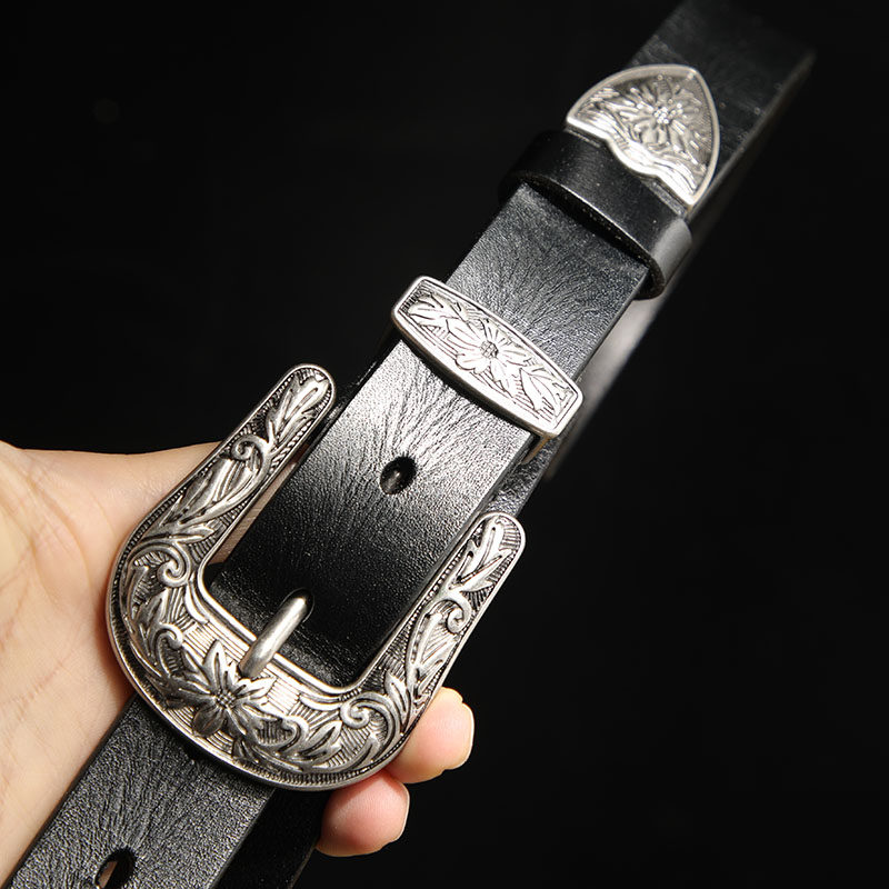 皮轩阁vintage复古金属扣配饰装饰百搭ins风大银扣女士腰带皮带女