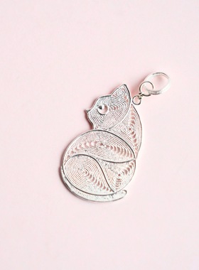 姜央男女皆可纯银猫咪小猫锁骨链