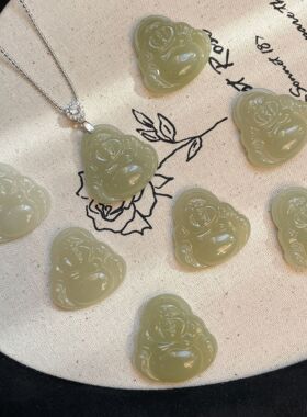 天然和田玉大肚佛项链女S925纯银轻奢精致高货佛公锁骨链