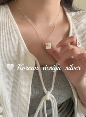 KT小众生日礼物韩国东大门ins风S925纯银甜美涂鸦凯蒂猫方形项链