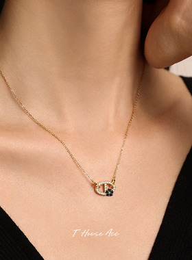 镀18k金超闪微镶细钻猪鼻子项链