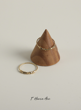 18k金不怕水碎金子转运戒指精致