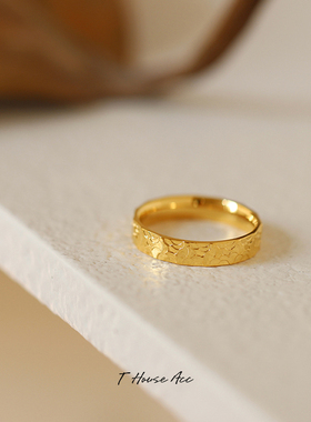 不怕水个性百搭波光粼粼锤纹戒指