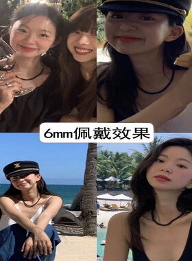 黑玛瑙串珠项链女choker短链串珠