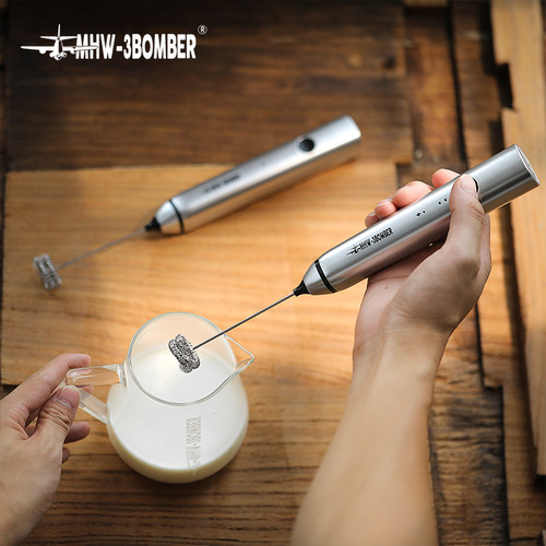 mhw-3bomber轰炸机电动奶泡器 咖啡拉花自动打奶泡器 手持发泡器 - 图1